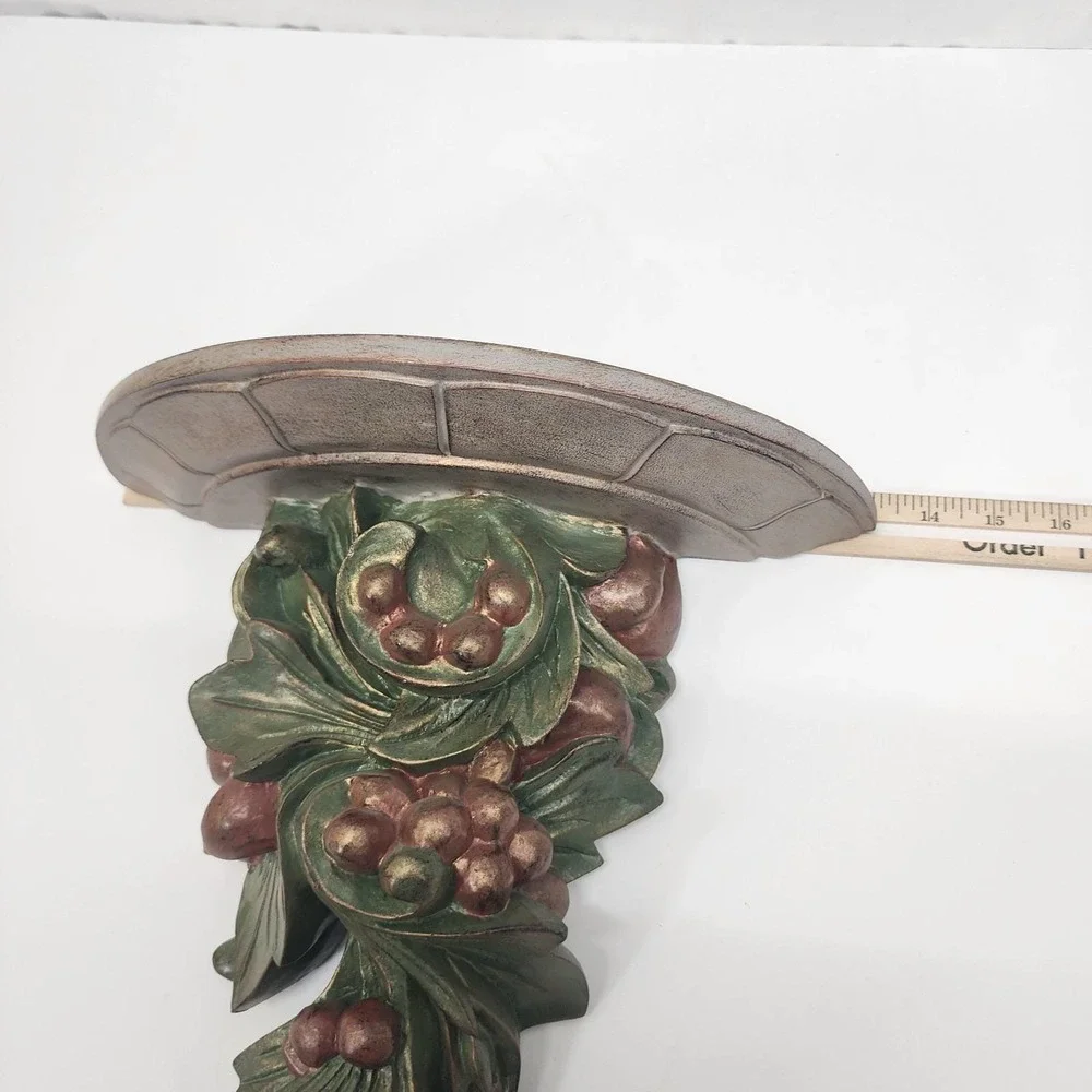 Kirkland's Decorative Fruit Leaf Resin Wall Shelf Corbel Green Gold Vintage
